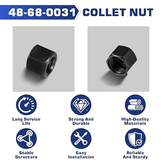 Zookpr 48-68-0031 1/4 Inch Die Grinders Collet Nut Replacement Parts for Milwaukee 2485-20, 2486-20, 2784-20, 5192, 5194, 5196 Die Grinder and 2723-20 Compact Router, 4 Pack