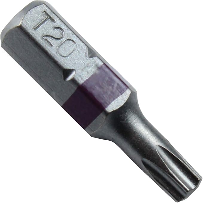 T20 (T-20) Torx/Star Driver Bit - Color Coded T20 x 1" Torx/Star Drive Bit for Screws and Fasteners Requiring T-20 Size Bits (10 PACK)