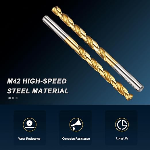 PATIKIL 6.8mm Drill Bit, M42 8% Cobalt High-Speed Steel Jobber Straight Shank 135° Titanium Nitride (TiN) Coated for Hard Metal Stainless Steel - 1 Pack