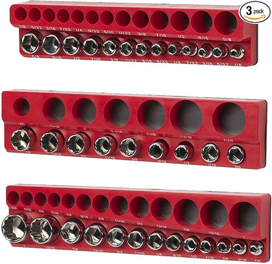 Magnetic SAE Standard Socket Holder Set Red