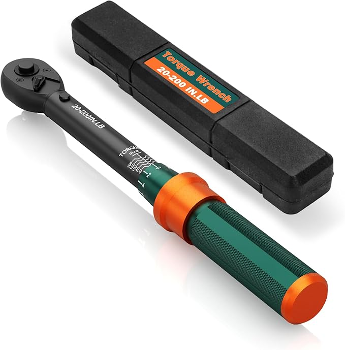 1/4-Inch Drive Click Torque Wrench, 20-200 In.Lb, 72-Tooth Dual-Direction Adjustable Small Inch Pound Torque Wrench, 짹3% High Precision for Bicycle, Small Equipment Repair