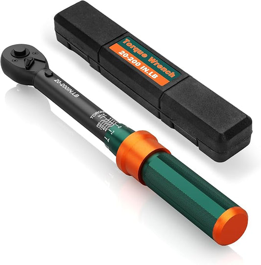 1/4-Inch Drive Click Torque Wrench, 20-200 In.Lb, 72-Tooth Dual-Direction Adjustable Small Inch Pound Torque Wrench, 짹3% High Precision for Bicycle, Small Equipment Repair
