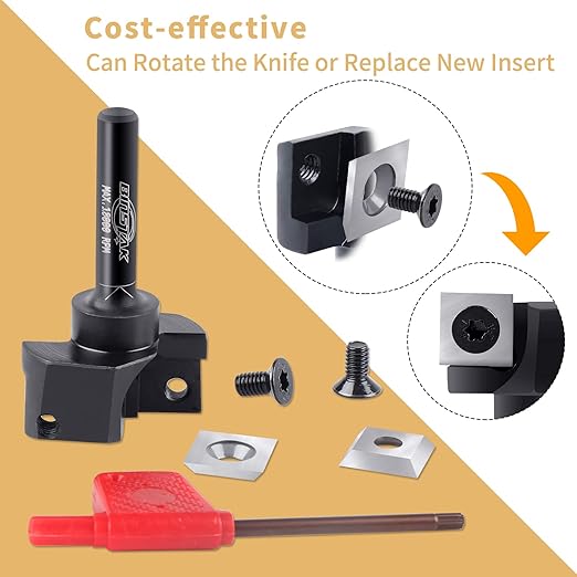CNC Spoilboard Surfacing Router Bit, 1/4" Shank 1-1/4" Cutting Diameter, Carbide Insert Slab Flattening Router Bits Planing Bit