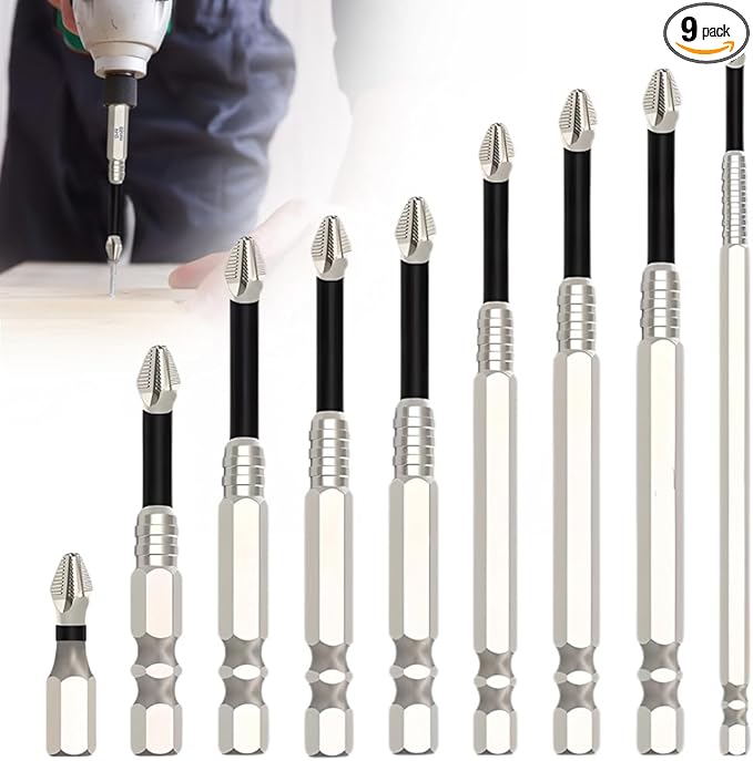 High-Magnetic Screwdriver Drill Bit, 2025 Upgrade Strong Magnetic Screwdriver Bit Set, Anti-Slip Magnetic Precision Electric Screwdriver Set Drill Bit Set (25 50 65 70 75 90 100 120 150mm)