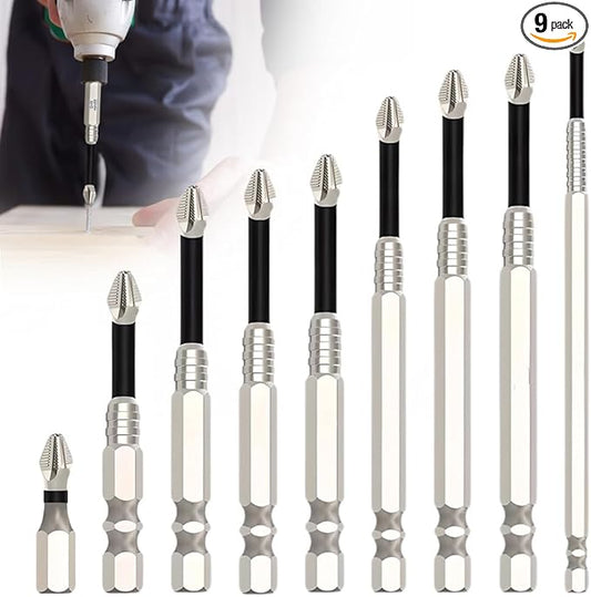High-Magnetic Screwdriver Drill Bit, 2025 Upgrade Strong Magnetic Screwdriver Bit Set, Anti-Slip Magnetic Precision Electric Screwdriver Set Drill Bit Set (25 50 65 70 75 90 100 120 150mm)