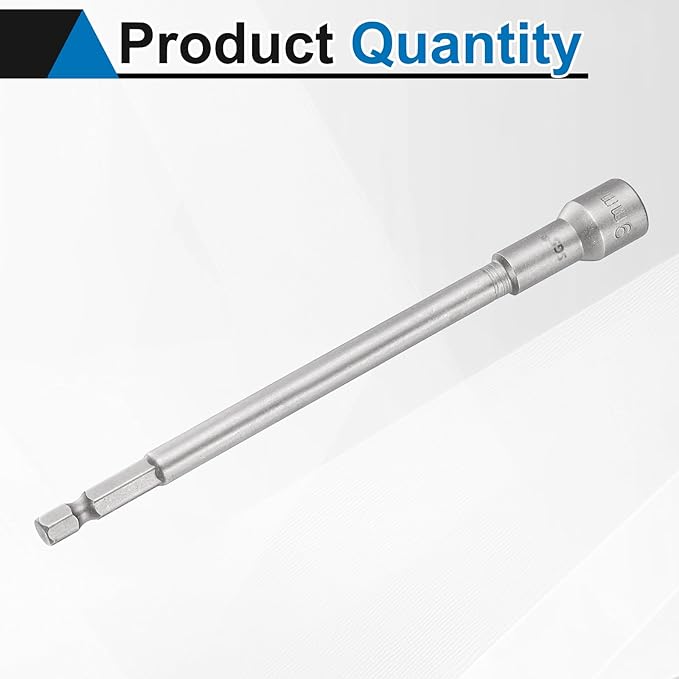 HARFINGTON Nut Driver Drill Bit 9mm Metric Socket 1/4" Hex Shank 5.91" (150mm) Long Magnetic 6-Point Sockets Quick Change CR-V Steel Bolt Setters for Power Drill Drivers