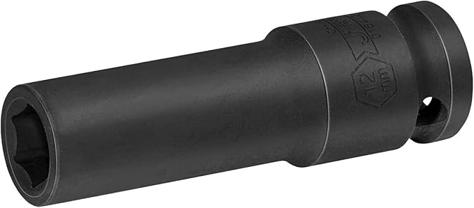 Jetech 1/2-Inch Drive 12mm Deep Impact Socket with 6-Point Design, Heat-Treated Chrome Molybdenum Alloy Steel, Metric
