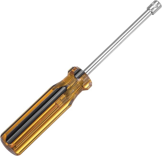 HARFINGTON Metric Hex Nut Screwdriver 4mm Carbon Steel Ergonomic PVC Grip Non-Magnetic Socket Wrench Screwdriver Hand Tool for Automotive Maintenance Home Improvement.