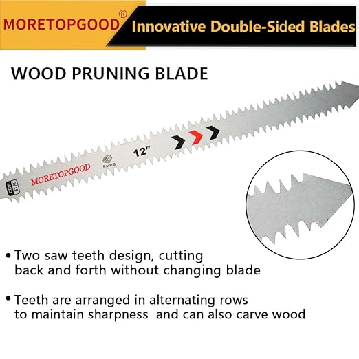 Double-Sided Reciprocating Saw Blade,12 Inch Wood Pruning Japanese Teeth Saw Blades for Cutting Bamboo/Tree Branches/Limb/Roots/Shrubs/Brush/Stumps (5TPI/5 Pack)