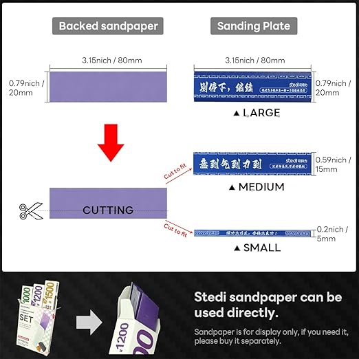 stedi Metal Sanding Sticks 4PCS, Hobby Model Tools for Gundam, Scale Military Model, 3D Resin Parts, Wood, Perfect for Sanding Small Areas, Blue