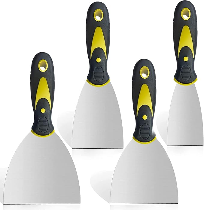 4 Pack Putty Knife Scraper, 2" 3" 4" 5" Putty Knife Set, Stainless Steel Putty Knife Scraper, Wallpaper Scraper Paint Scraper Tool for Spreading Drywall Spackle & Mud, Taping, Scraping Paint