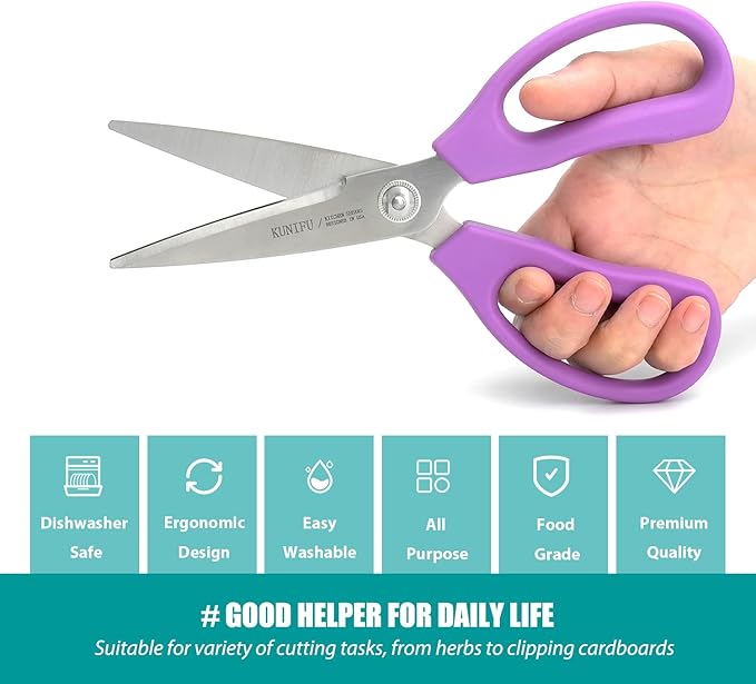 KUNIFU Kitchen Scissors, All Purpose Kitchen Shears, Heavy Duty Come Apart Scissors Gadgets Utensils - Blue
