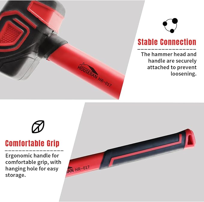 Mallet, Rubber Mallet Hammer, 10 oz Mallets Hammers, Soft Face Hammer, Rubber Hammers, Rubbers Mallets For Woodworking, Flooring, Crafts, Jewelry Making, Red and Black(307g)