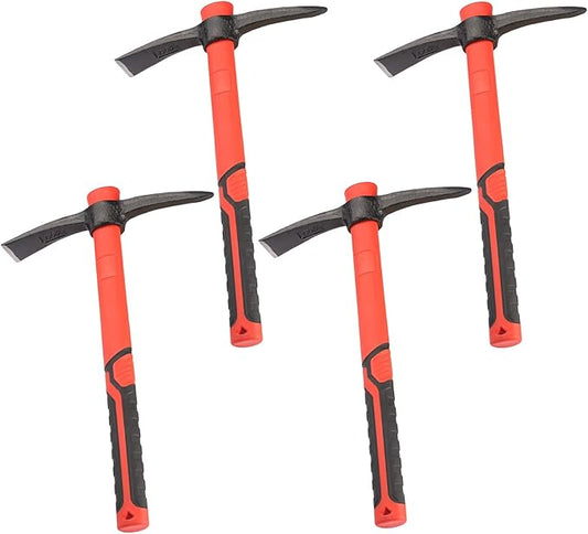 4 PCS 15 Inch Pick Mattock Hoe, Forged Weeding Garden Pick Axe with Fiberglass Handle, Pick Mattock Hoe for Loosening Soil, Gardening, Camping
