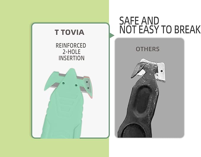 Safety Box Cutter, T TOVIA Sharp Durable Stainless Steel Concealed Blade Package Opener with Tape Splitter for Cartons, Cardboard, Wrap, Straps, Film (5 Pcs - Green)