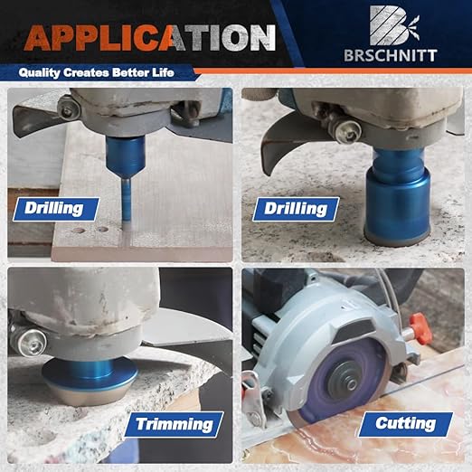 Diamond Core Drill Bit Set - BRSCHNITT Tile Hole Saw Kit 1/4" 5/16" 3/8" 1" 1-3/8"2" 2-1/2" & 2" Chamfer Bit for Porcelain Tile Ceramic Marble Granite Diamond Blade
