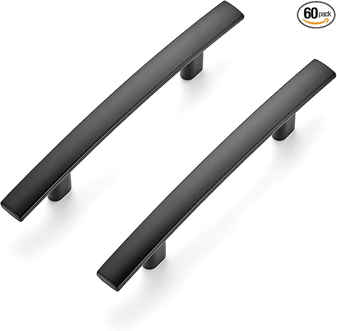 Ravinte 60 Pack | 5-3/16'' Curved Cabinet Pulls Matte Black Kitchen Drawer Pulls Arch Cabinet Handles 5-3/16?쒵ength, 3??Hole Center