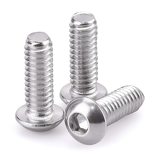 1/4-20 x 3/4" Button Head Socket Cap Bolts Screws, 304 Stainless Steel 18-8, Allen Hex Drive, Bright Finish, Fully Machine Thread, Pack of 100