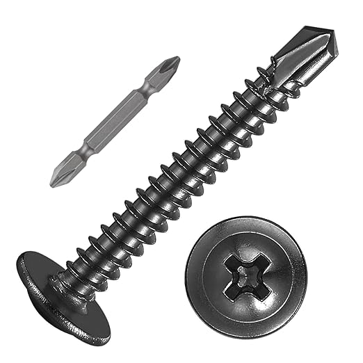 (150Pcs)#8횞1-1/4??for Sheet Metal Self-Tapping Screws 410 Black Stainless Steel Truss Head High-Strength Quick Tapping