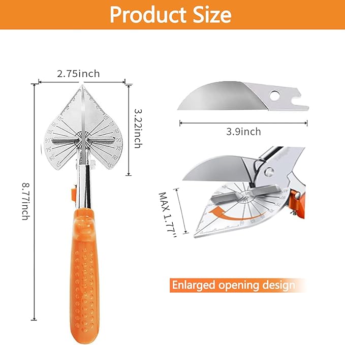 Miter Shears for Trim and Molding ??Adjustable Angle Cutter 45째??35째, Hand Tool for Soft Wood, Quarter Round, PVC, Rubber, Popsicle Sticks, Decorative Edges