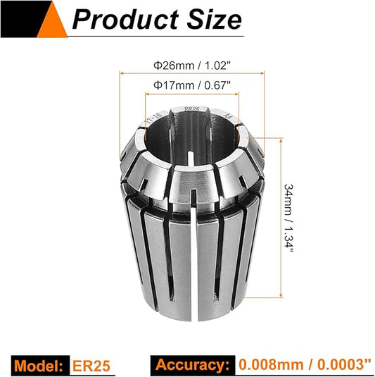 HARFINGTON Spring Collet Chuck ER25 17mm 65Mn Spring Steel Precision Router Collets for CNC Engraving Milling Lathe Tool