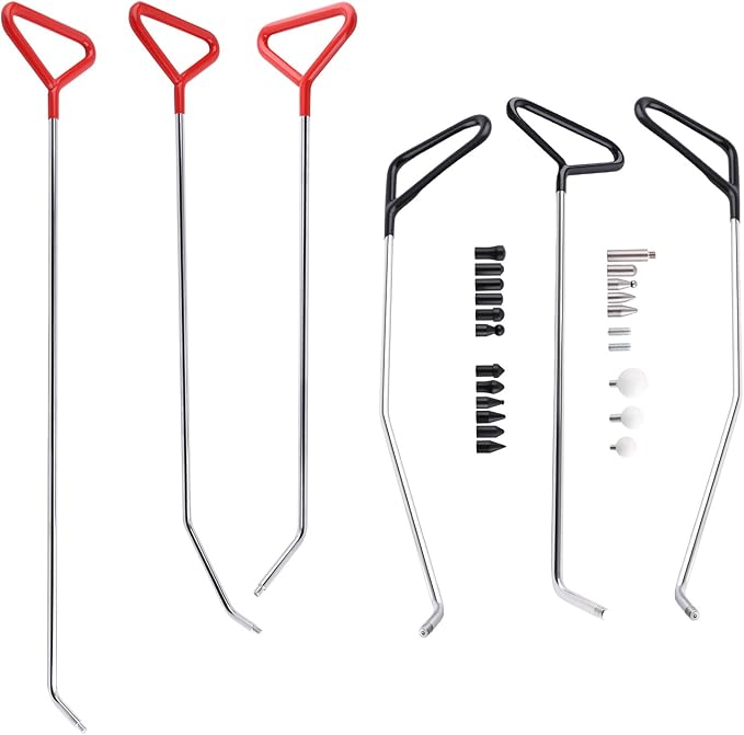 maXpeedingrods Paintless Dent Repair Tools, Dent Removal Rods with Awl Head, Car Auto Body Dent Removal for Hail Dents and Door Ding (6pcs Rod 20 pcs Head)