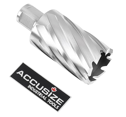 Accusize Industrial Tools 1-7/16'' by 2'' Cutting Depth H.S.S. Annular Cutter with 1 Pc Pilot Pin, 2081-2028Pin