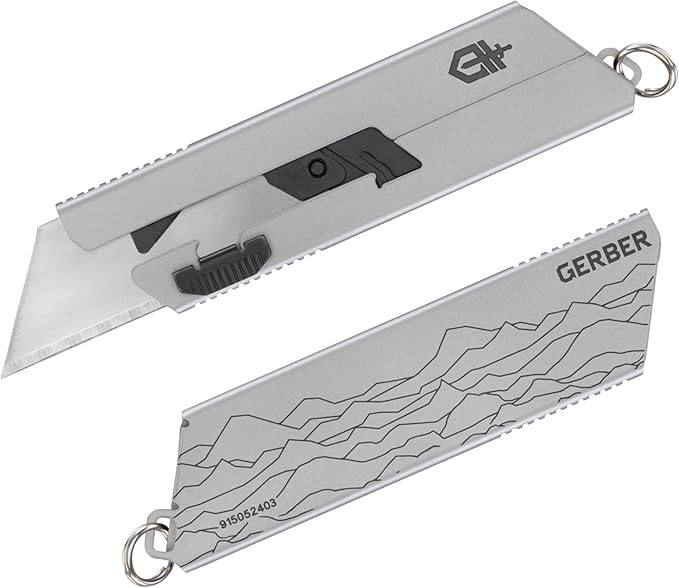 Gerber Gear EAB Utility Knife, Clips to Pocket or Keychain with Replaceable Razor Blade for Everyday Carry, EDC Gear with Box Cutter Retractable, Mini Silver