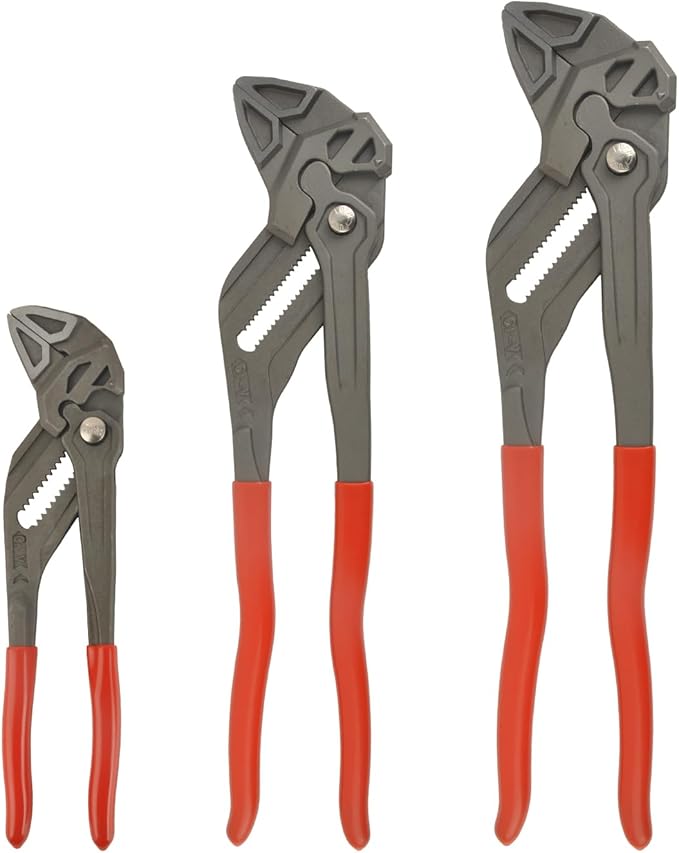 DSCTOOLS Multi-Use Adjustable Plier Wrench, Push Button Quick Adjust Tongue-and-Groove Pliers,Slip Joint Pliers, Plumbing Pliers (7/10/12Inch) (7"/10"/12"SET)