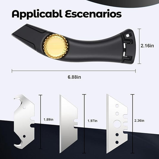 4PCS Black Fixed Blade Roofing Knife, Heavy Duty Utility Knife for Drywall, Vinyl, Carpet Cutting, Metal Roofing Tools with Portable Storage Sheath, Replacement Blades, Navajas para Roofing