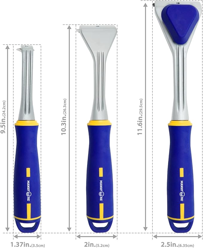 MANUFORE Paint Scraper with 2.5 Inch Double-edged Tungsten Steel Carbide Scraper for removing paint, glue, grout