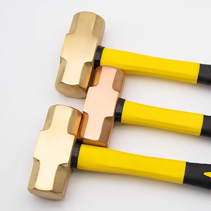 Non Sparking 20 lb Brass Head Sledge Hammer Pound 35 inch Long with Fiber Glass Handle and Comfortable Grip, Spark Free Safety, Non-Magnetic, Die-Forge, Corrosion Resistant