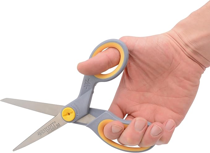Westcott 8??Titanium Bonded Scissors with Adjustable Glide and Soft Handle, 2-Pack- Durable Multipurpose Scissors for Office, Home, and School Use, Sharp Precision Blades for Everyday Cutting