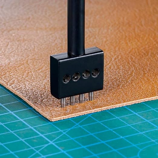 Leather Round Hole Punching Tool 3pcs Prong Punch Tool Set with 2/4/6 Prong Options for Precise Round Hole Punching DIY Leather Craft (5MM)