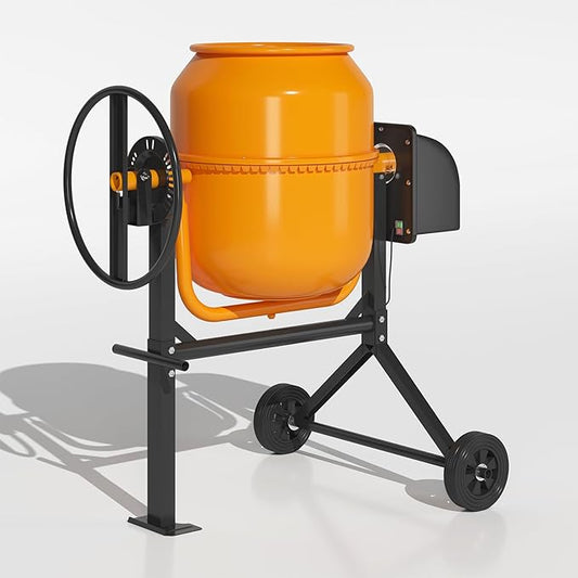 2.5 Cu.Ft. Concrete Mixer, Heavy Duty Portable Concrete Mixer with Wheel & Stand, Electric Cement Mixer Machine with 70L Drum, 120V Motor for Concrete, Mortar,Seeds, and Feed,Orange.