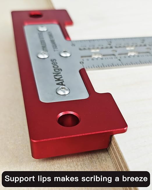 Precision Scriber T Square Ruler, T Square with Support Lips, Built in Scribe Notches, Stainless Steel Architect Ruler for Carpenter Work, Layout and Measuring Tools - 24inch