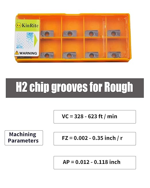 KinRite 20pcs Indexable Face Milling Inserts APMT1135PDER-H2 Carbide Replacement Inserts for End Mill Tool Holders Boring Bar Inserts Rough Turning Stainless Steel (APMT1135PDER Inserts)