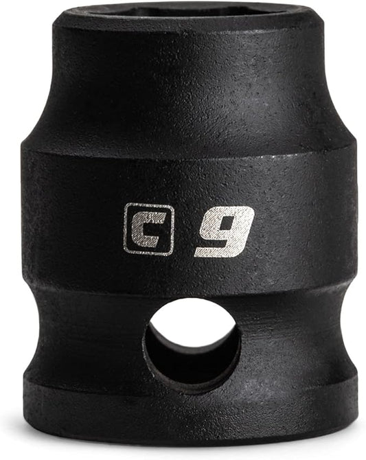 Capri Tools 9 mm Stubby Impact Socket, 3/8 in. Drive, 6 Point, Metric