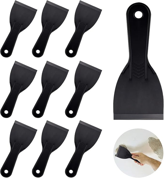 10Pcs Plastic Putty Scraper, Putty Knives for Taping Drywall Spreading Painting Wall Scratching, 3" Width 6mm Thin