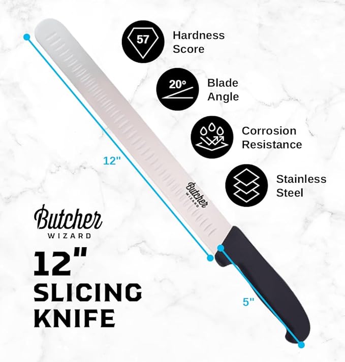 Slicing Knife 12" ??Brisket and Carving Knife with Granton Edge for BBQ, Turkey, Ham, Prime Rib, and Precise Meat Cutting