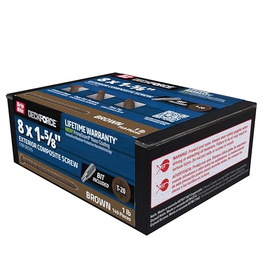 Grip-Rite GRDFCS158ACA1 DeckForce #8 x 1-5/8" Nano Coated Composite Deck Screws, Brown, 1lb Box