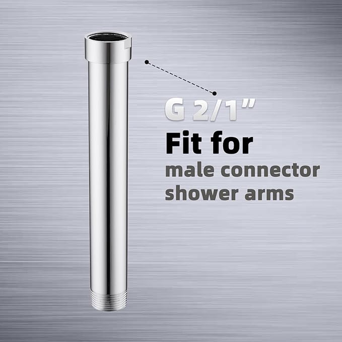 6 Inches Shower Head Extension Arm, Shower Arm Extender for Rain and Handheld Shower Head, Solid Stainless Steel Straight Bathroom Extension Arm,Female to Male NPT 1/2 Inch, (Polished Chrome)