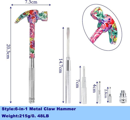 Claw Hammers GooMood 6 in 1 Metal Hammer 【a reliable set of tools for basic home maintenance】Multifunctional Camping Hammer Set Screwdriver Small Mini Hammer with Screwdriver Hammers Hand Tools