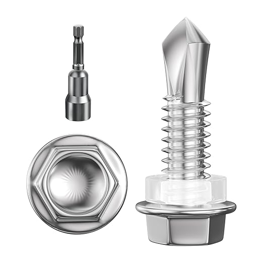 (350Pcs) #12×3/4" Hex Washer Head Self Drilling Screws, 410 Stainless Steel Metal SheetScrews，TEK Screws, Sheet Metal Self Tapping Screws