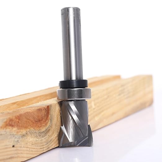 Compression Top Bearing Spiral Flush Trim Router Bit 1/2 Shank - 7/8" Cutting Dia, 1-3/16??Cut Height, Carbide Up-Down Pattern Template Flush Cut Router Bit, for Wood Trimming