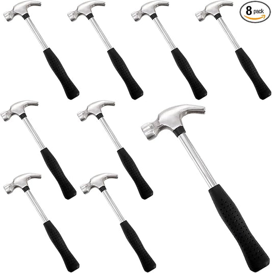 8 Pack 8 Oz Small Claw Hammer Set, Mini Hammer with Non-Slip Rubber Handle and Forged Hardened Steel Head, Small Hammer for Women, Picture Hanging, DIY