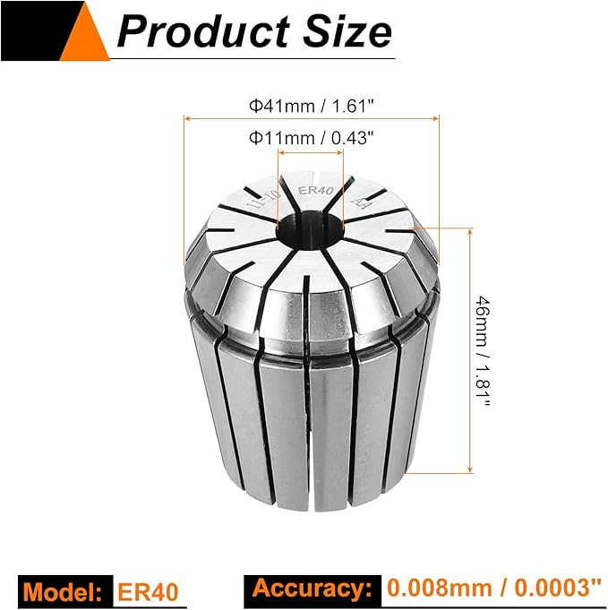 HARFINGTON Spring Collet Chuck ER40 11mm 65Mn Spring Steel Precision Router Collets for CNC Engraving Milling Lathe Tool