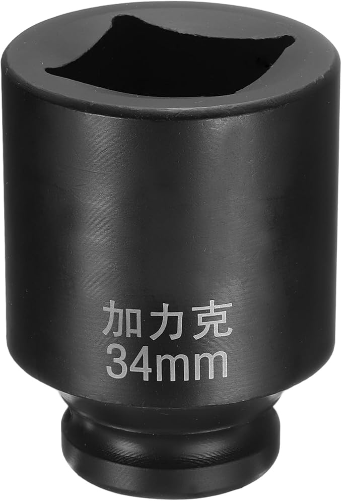 HARFINGTON 4 Point Square Socket 3/4" Drive by 34mm Metric Square Impact Socket 40CR Blackening Standard Wheel Sockets Pneumatic Socket Tool for Auto Repair Mechanical Maintenance Home Use