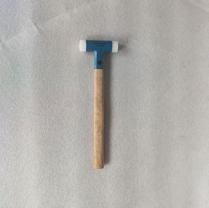 Dead Blow Nylon Hammer with Walnut Handle, Non-Marring Dual-Face Mallet with Steel Shot Core for Tile & Flooring Installation, Metalworking, Mechanical Repair and Assembly Tasks (Blue)