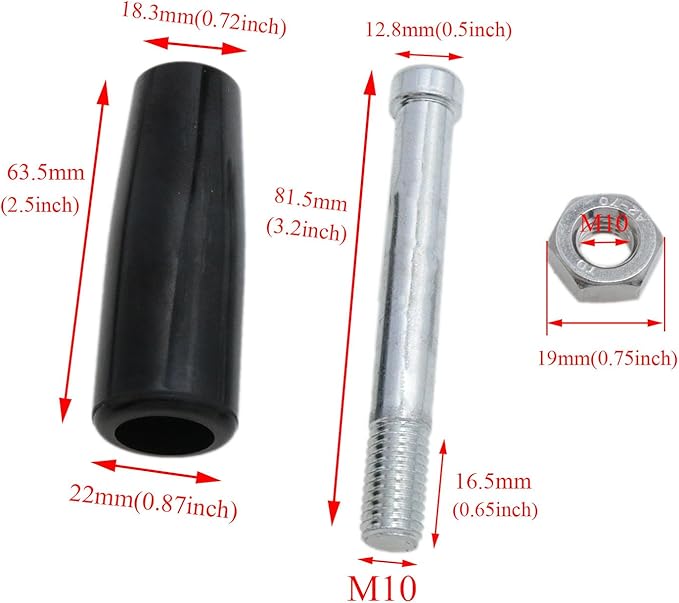 yukata Revolving Handle Lathe Handle Marine Winch Handle Trailer Jack Handle Crank Handwheel M10 Threaded Handle with nut 2pcs